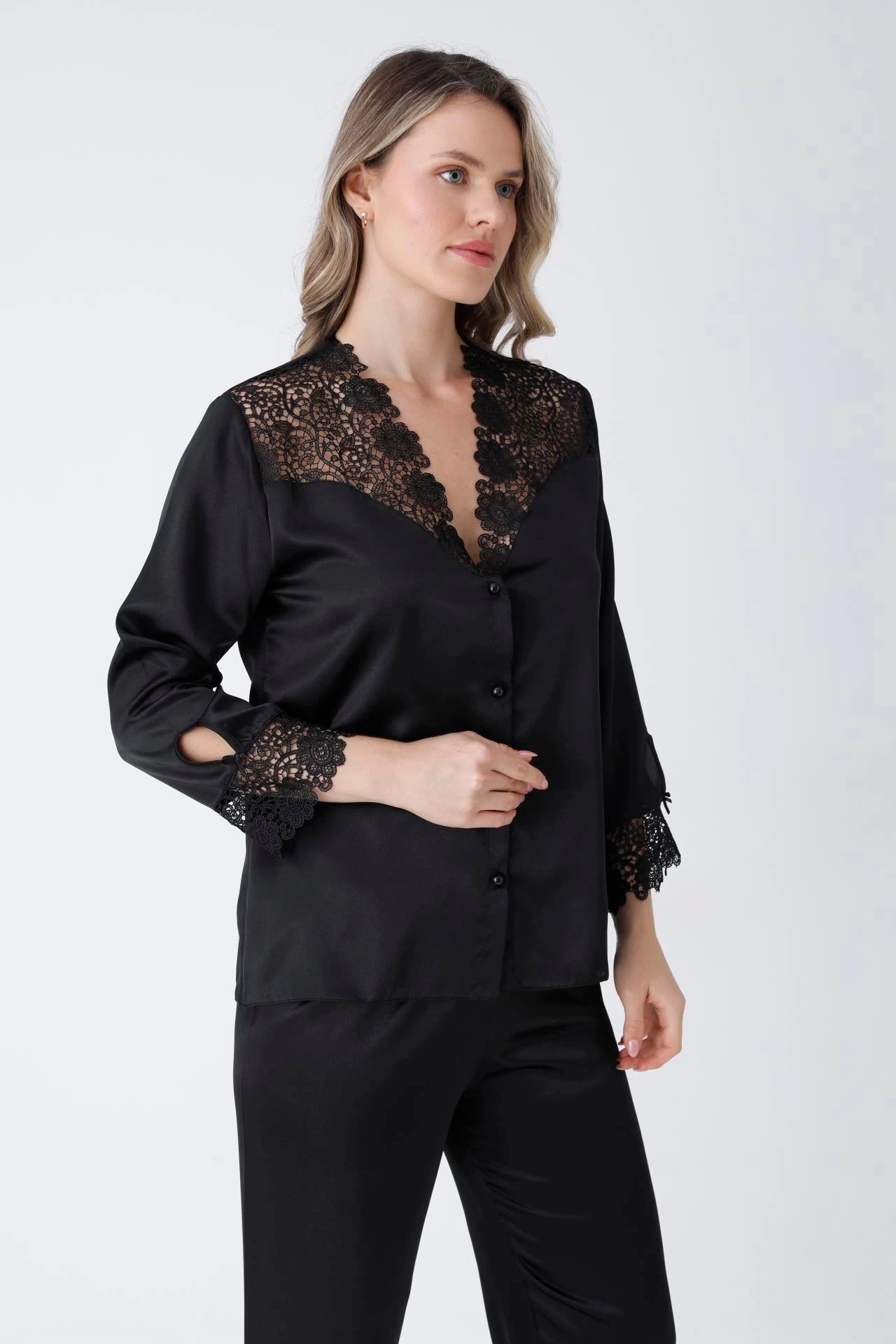 Bridal Glamour 8-Piece skin Nightdress for Women (Black)