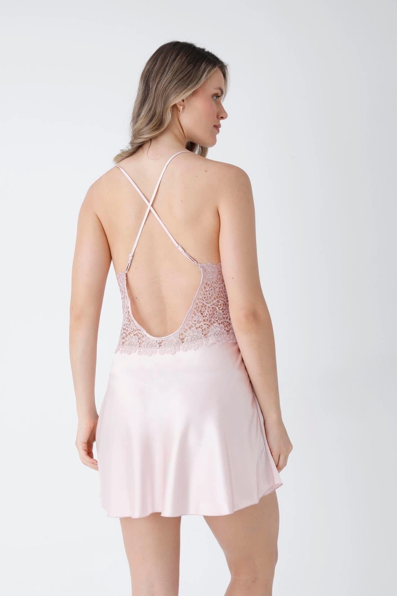 Bridal Glamour 8-Piece skin Nightdress for Women (Pink)