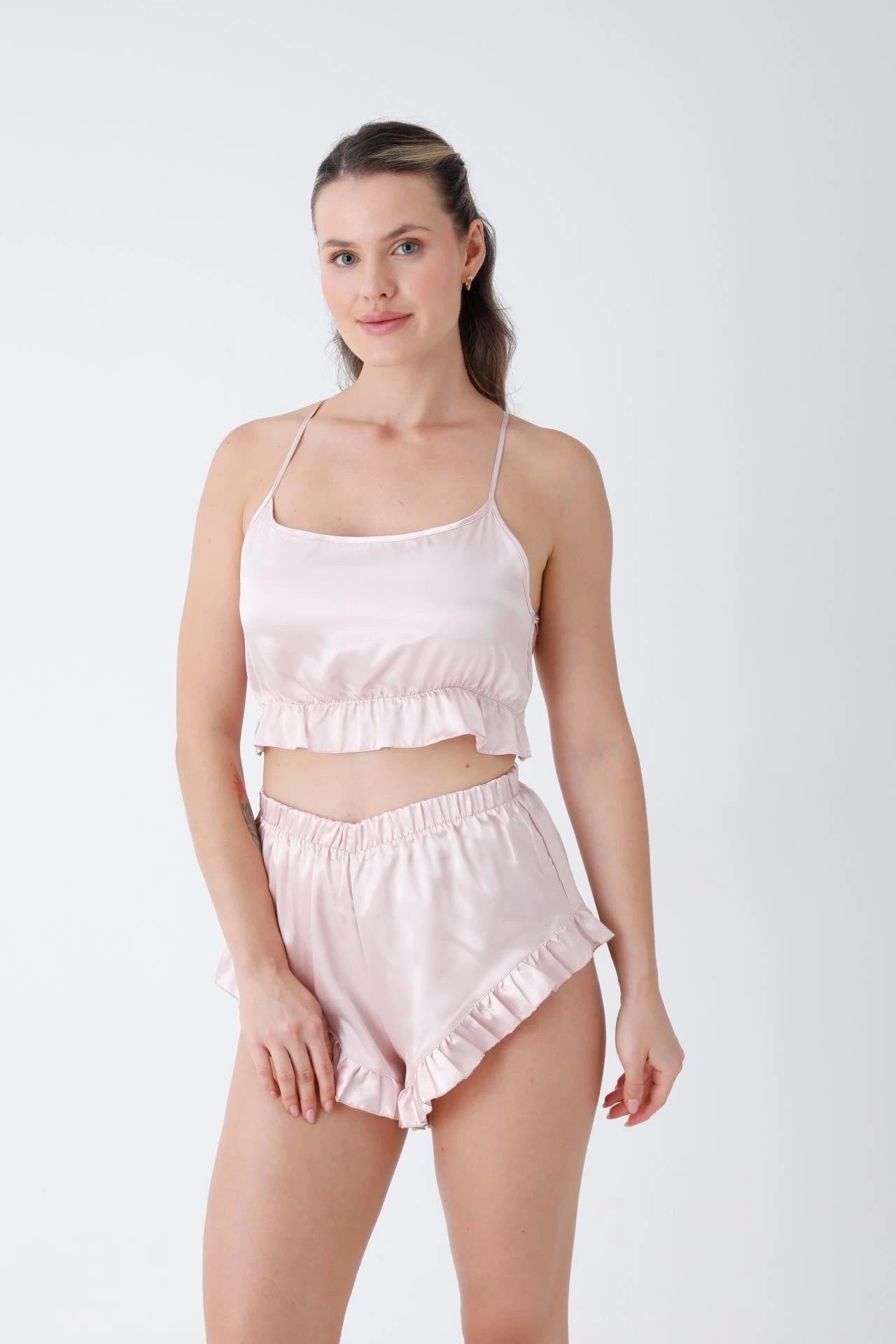 Bridal Glamour 8-Piece skin Nightdress for Women (Pink)